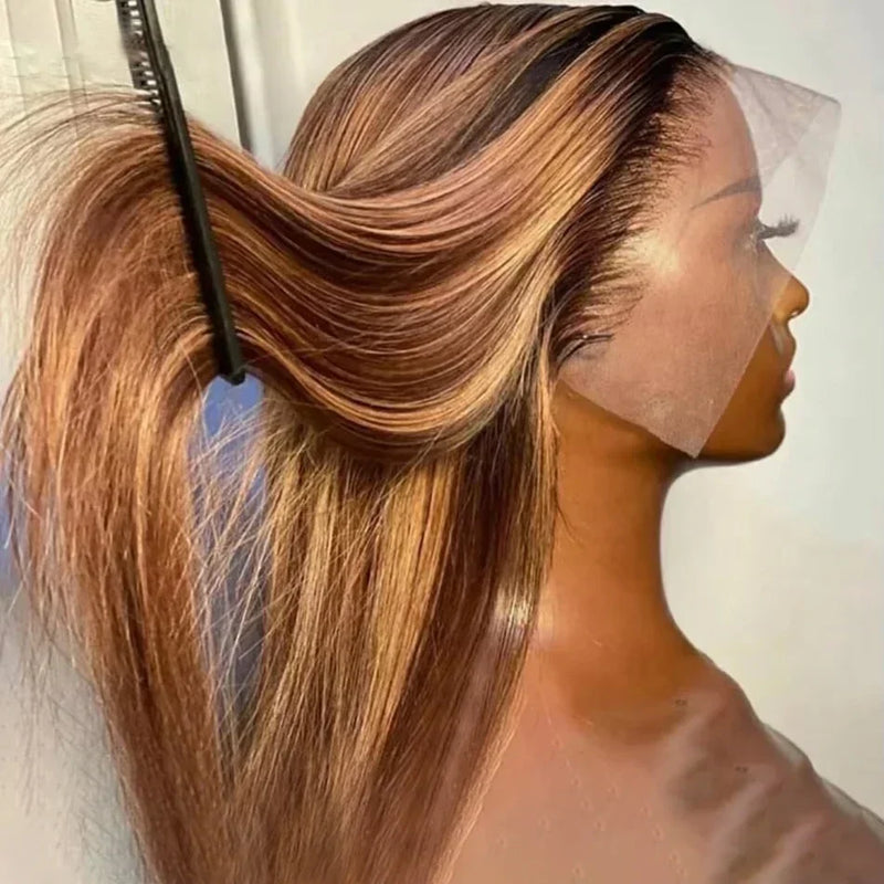 Highlight Human Hair Colored Curly Wigs