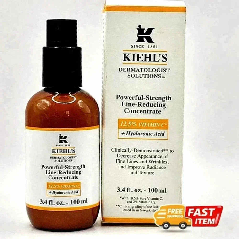 Kiehl's Powerful-Strength Line-Reducing Concentrate – 12.5% Vitamin C + Hyaluronic Acid | 3.4 oz