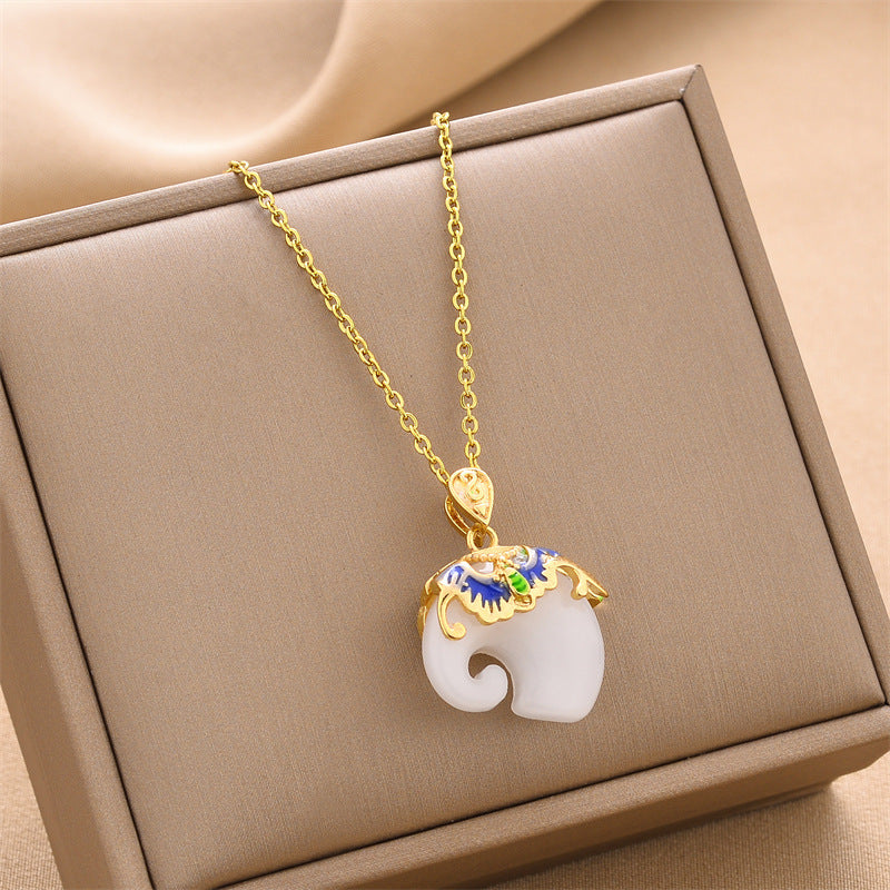 Necklace,stainless Steel,with White Elephant ,Only Self-pickup Is Supported, And The Displayed Prices Are All Self-pickup Prices
