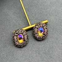 Mid-ancient Vintage Court Vintage Full Inlaid Laiying Stone Earrings