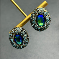 Mid-ancient Vintage Court Vintage Full Inlaid Laiying Stone Earrings