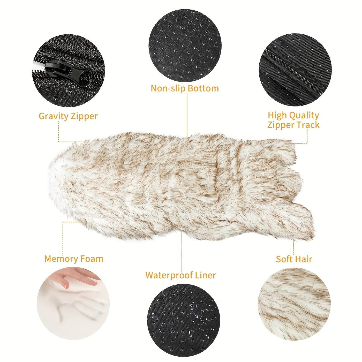 Luxury Faux Fur 5 Inches Thick Super Soft Memory Foam Dog Bed With Soft Removable Orthopedic Dog Bed Cover And Waterproof Liner