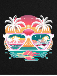 Coconut Tree Sunglasses Print, Men's Round Neck Short Sleeved Shirt, Casual And Comfortable Breathable Top For Spring And Summer Vacation, Men's Casual Vacation As A Gift