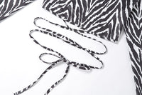 Striped Print Lace-up Short Tops