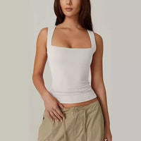 Summer Square-neck Tank Solid Sleeveless Tops