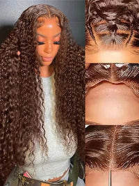 Chocolate Brown Deep Wave Human Hair Wig