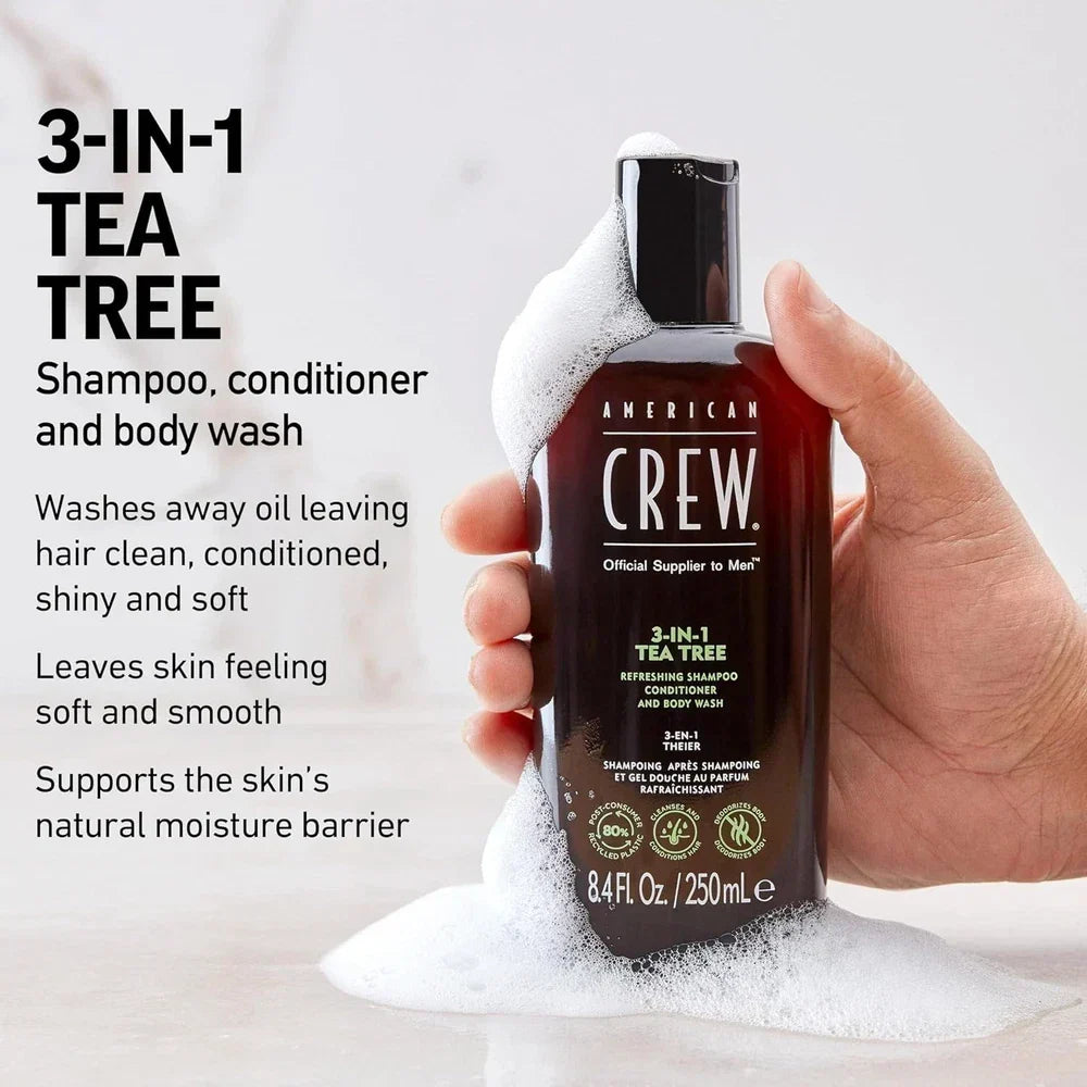 American Crew 3-in-1 Tea Tree Shampoo, Conditioner & Body Wash | 33.8 fl oz